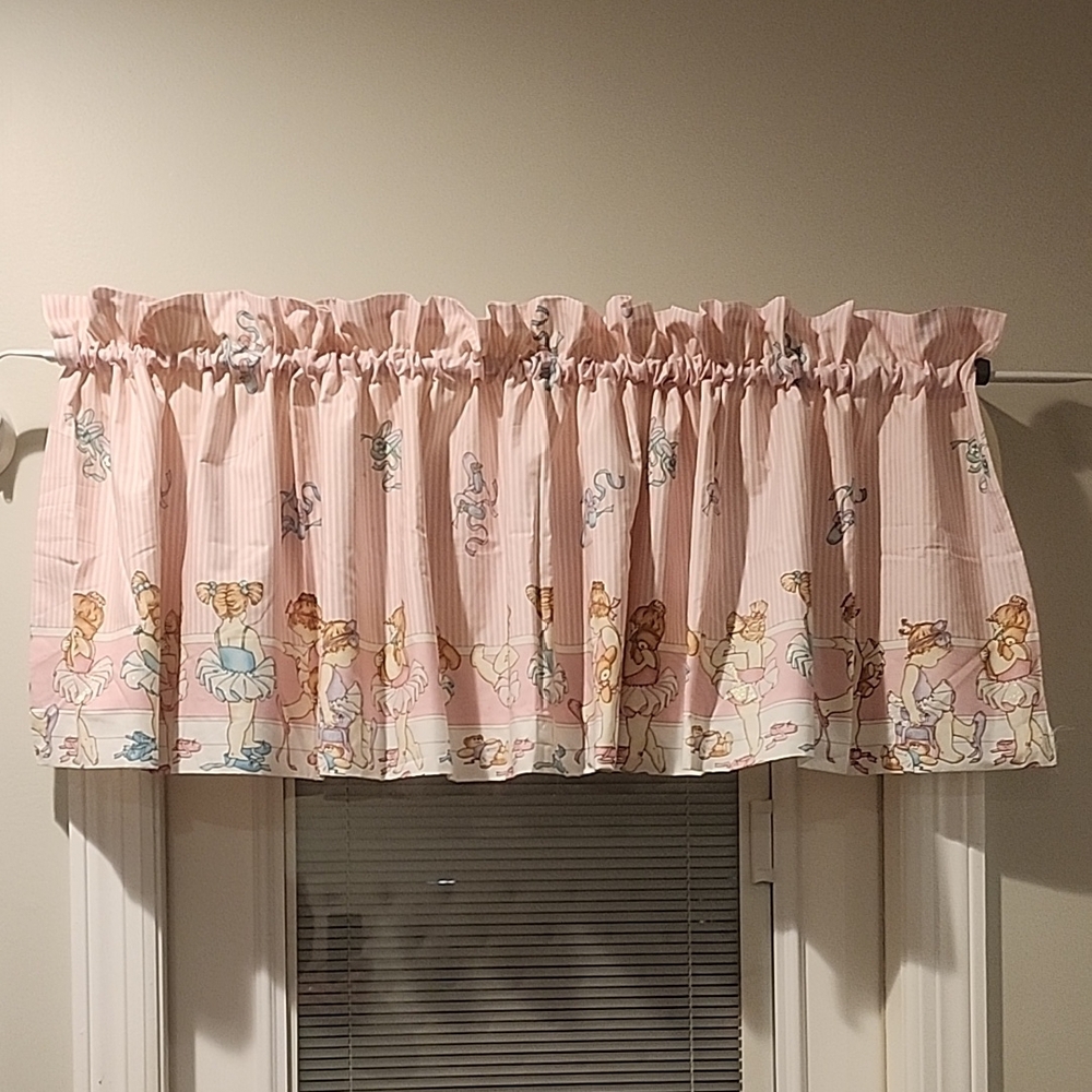 Pink Cartoon Character Curtain Valance
